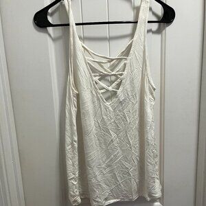H&M Womens Size Small White sleeveless Blouse Cut Out